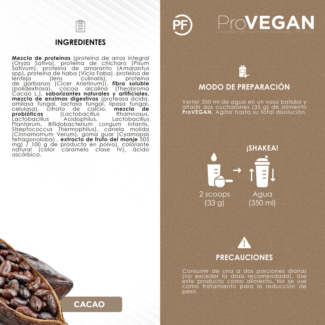 ProVEGAN: Proteína Vegana Premium Chocolate, 1050 g
