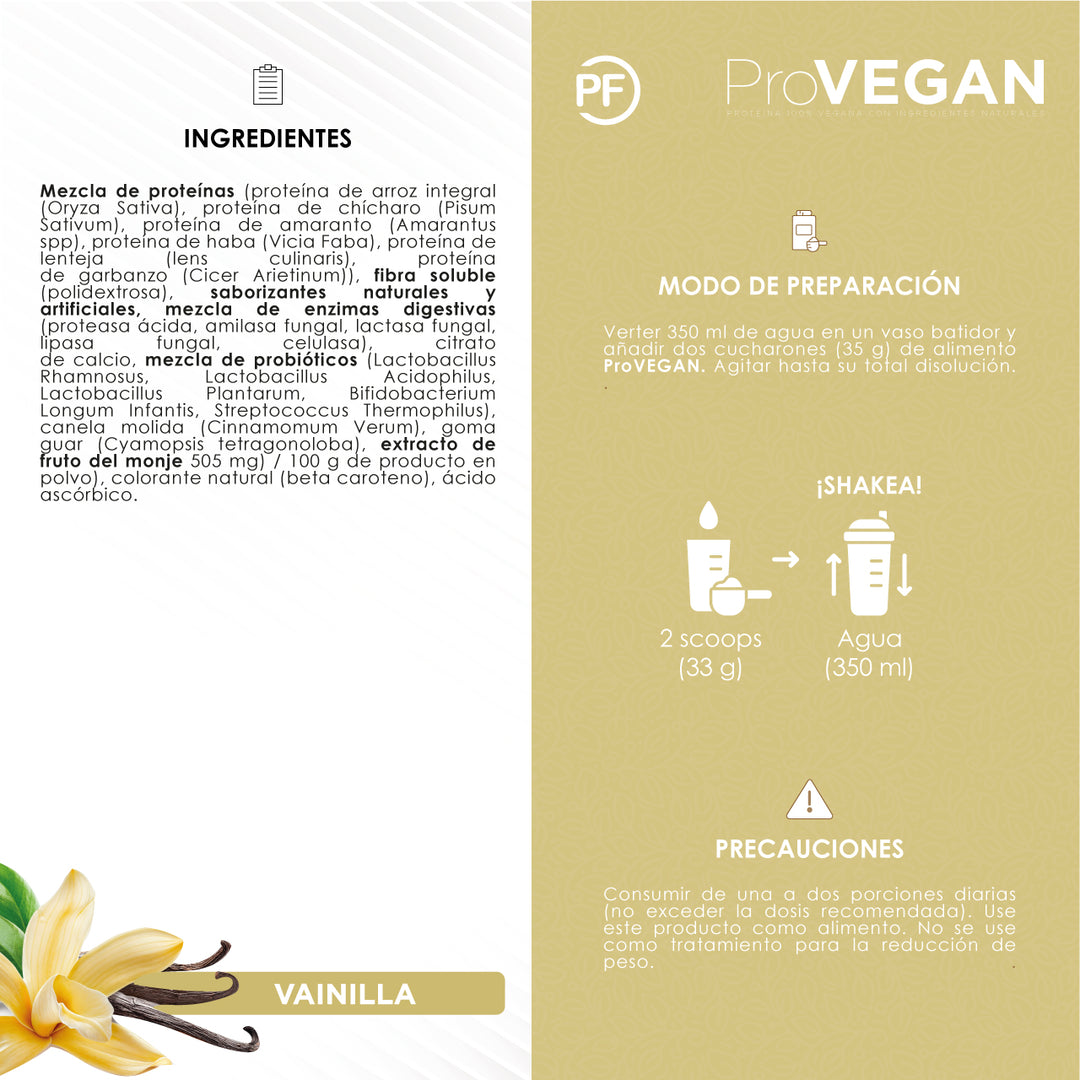 ProVEGAN: Proteína Vegana Premium Vainilla, 1050 g