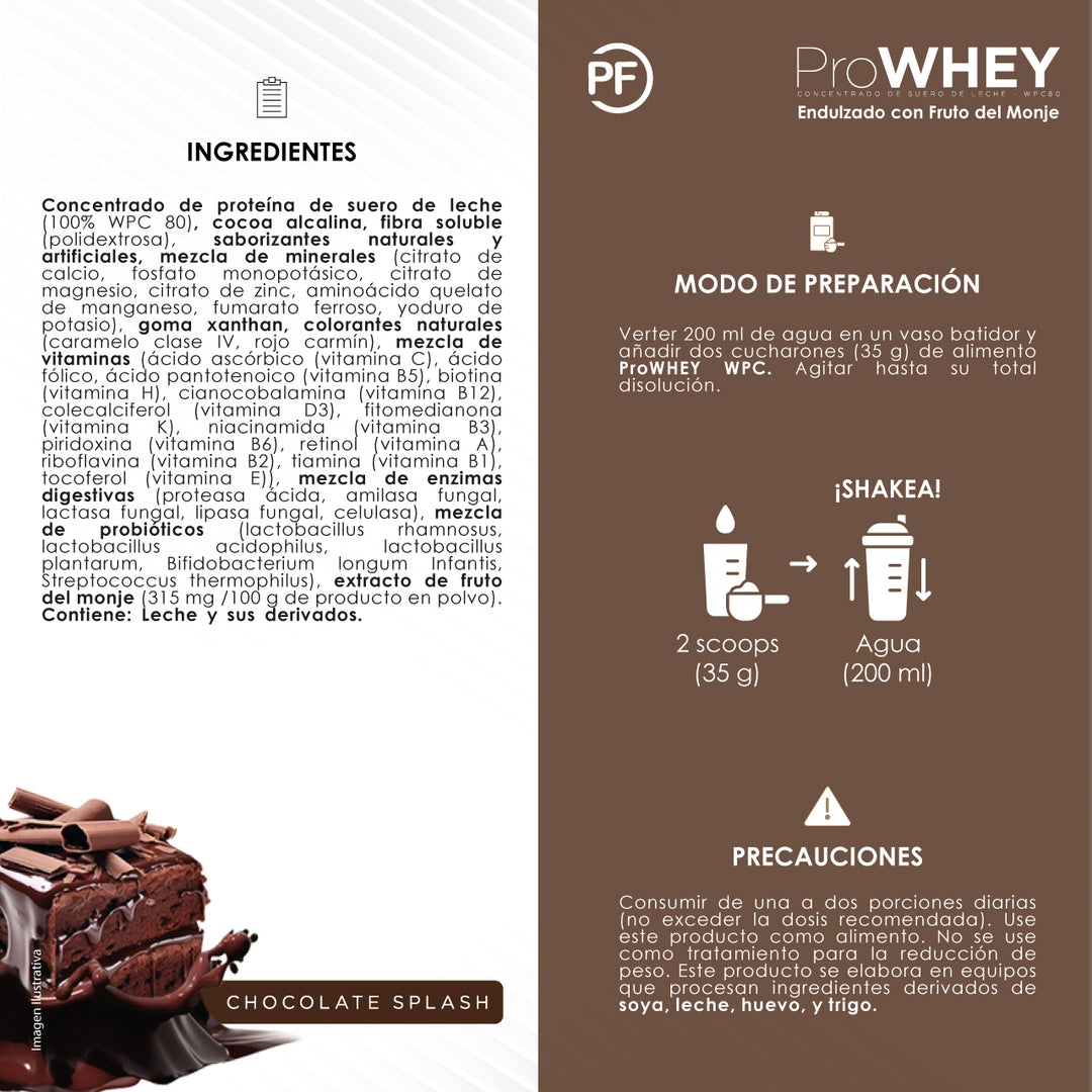 ProWHEY WPC80: Proteína Concentrada de Suero Chocolate, 1050 g