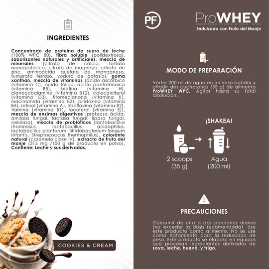 ProWHEY WPC80: Proteína Concentrada de Suero Cookies & Cream, 1050 g