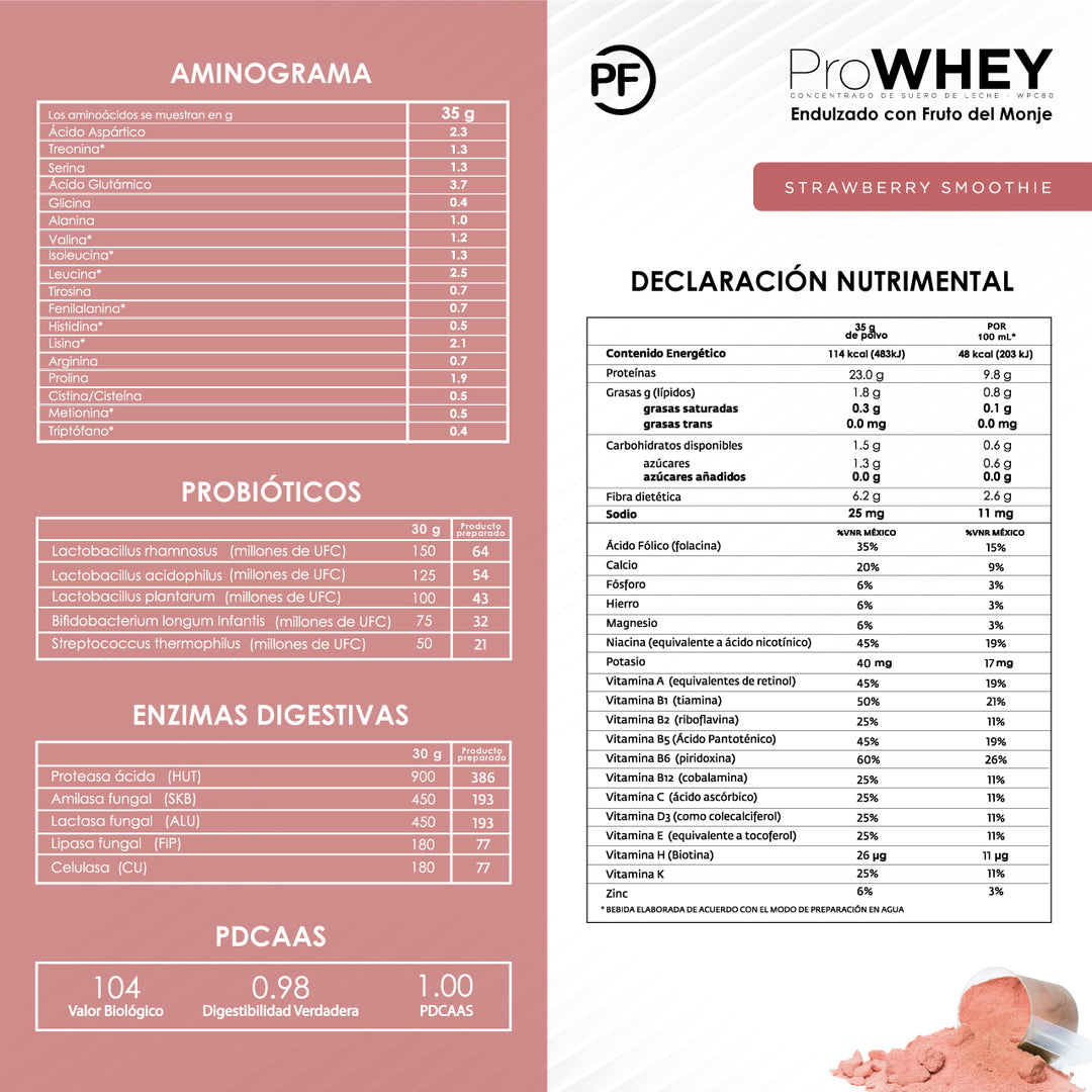 ProWHEY WPC80: Proteína Concentrada de Suero Fresa, 1050 g