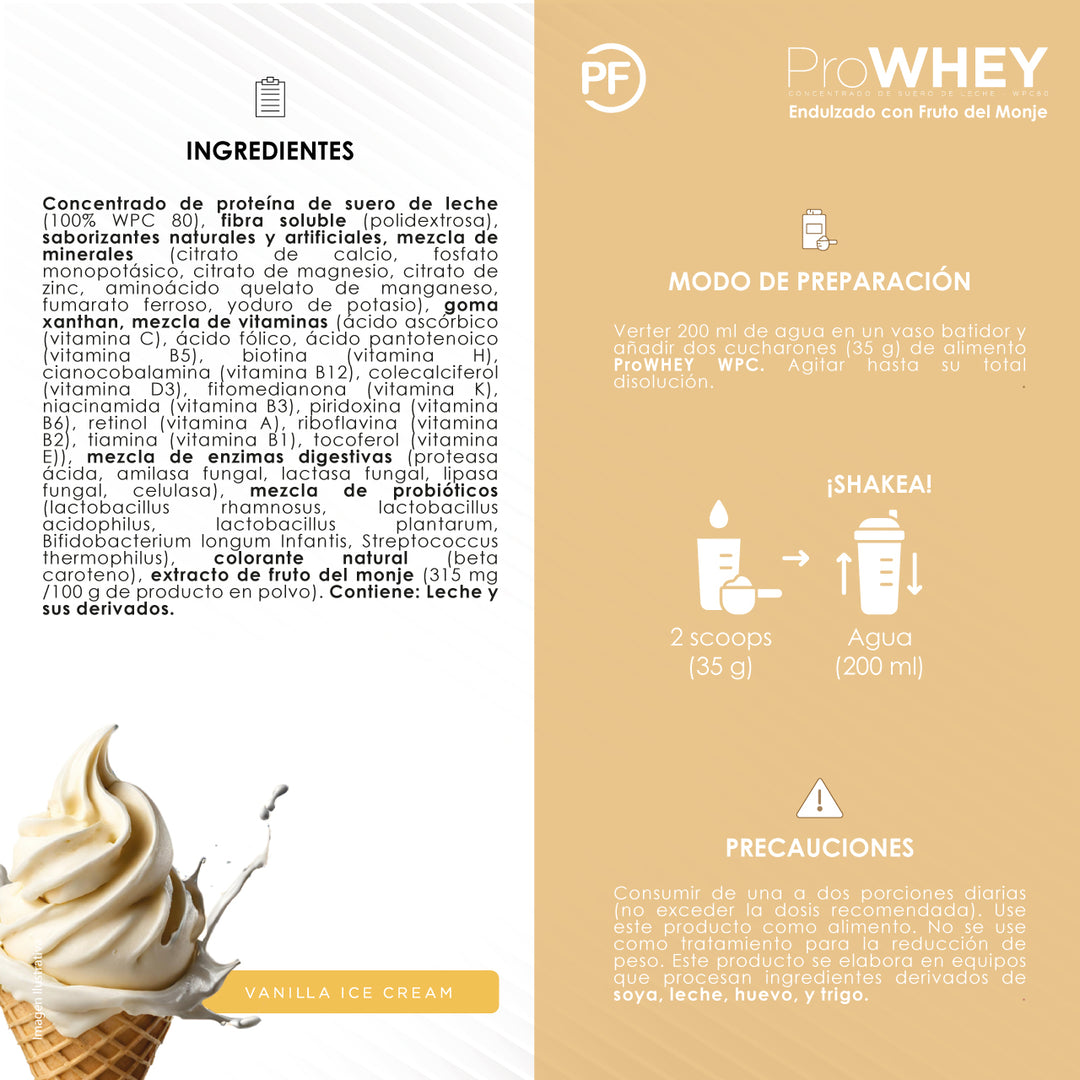 ProWHEY WPC80: Proteína Concentrada de Suero Vanilla, 1050 g
